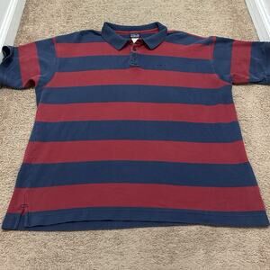 Patagonia Striped Polo Organic Cotton Red And Blue Size Large Short Sleeve